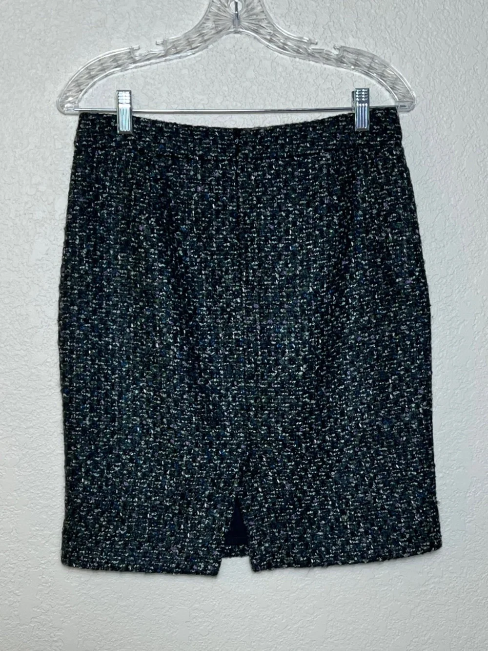 J. Crew Moss Tweed Pencil Skirt Wool Mohair Evergreen Multicolored Sz 4